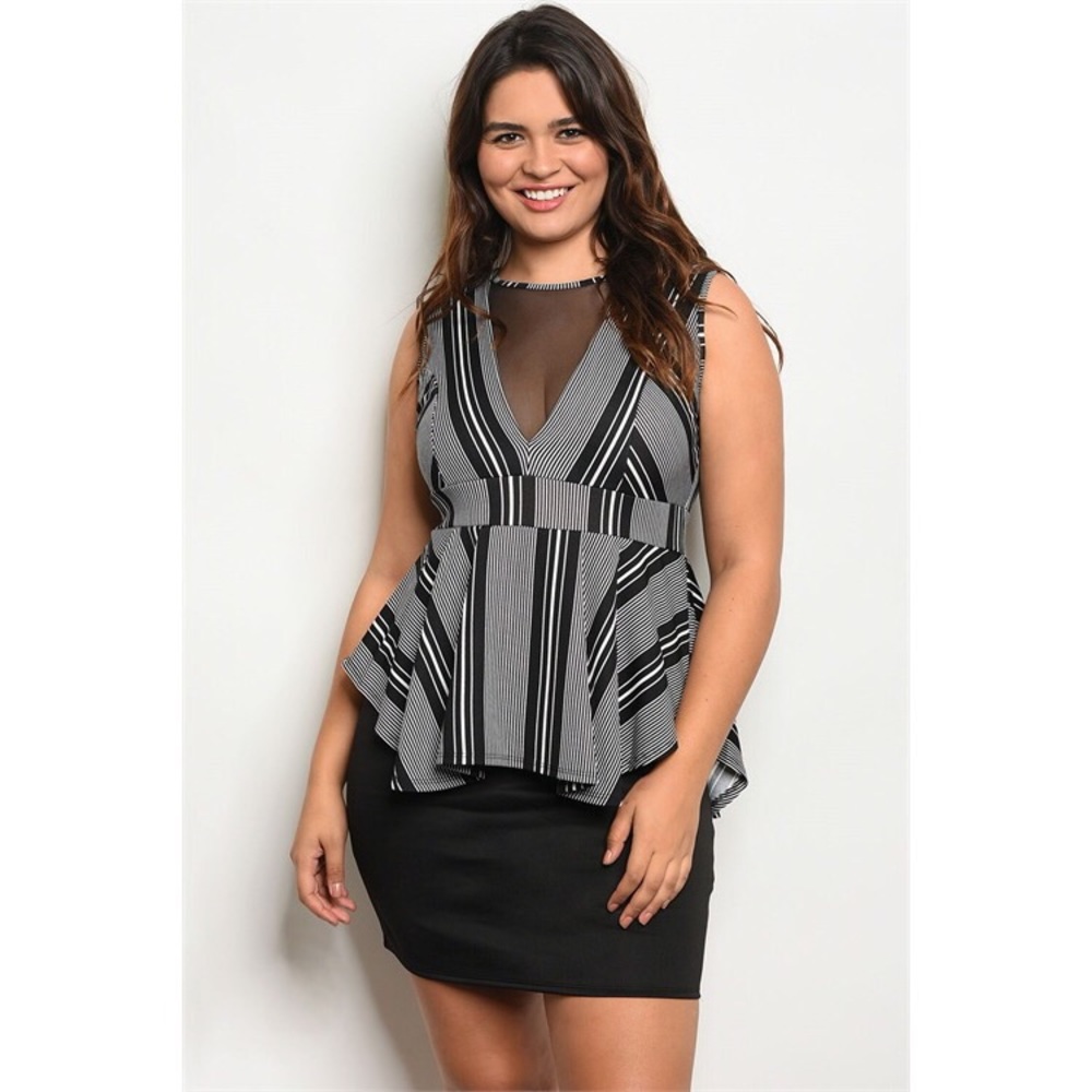sleeveless striped peplum dress